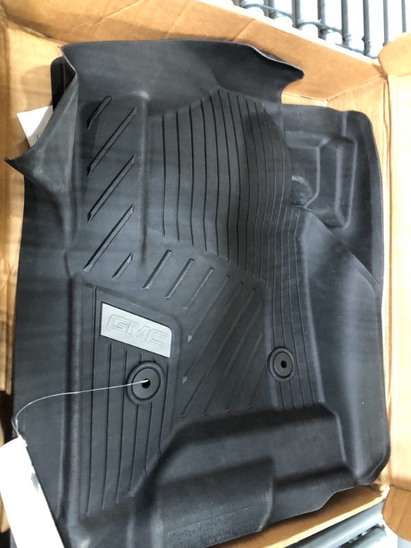 Photo 1 of GM Accessories 84185474 First-Row Premium All-Weather Floor Liners in Jet Black with GMC Logo (for Models with Center Console)