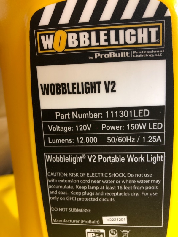 Photo 3 of [READ NOTES]
Wobble Light 111303LED Wobblelight V3 220W LED Work Light 15,000 lumens, One Size, Yellow 15000 Lumens