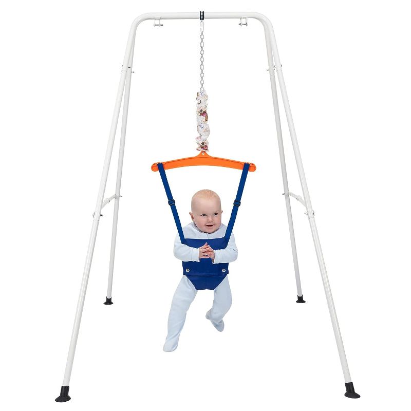 Photo 1 of Donnkes Baby Jumper with Stand, Adjustable Chain for Toddler Infant 6 Months and Up, Baby Exerciser with Seat, Max Weight 60 lbs, Portable Easy to Use Suitable for Indoor and Outdoor
