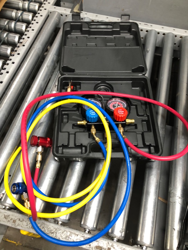 Photo 3 of Orion Motor Tech R1234yf AC Gauges and Vacuum Pump, with Leak Detector 5FT Hoses R1234yf can tap R1234yf Quick Couplers, 4 cfm Vacuum Pump and Manifold Gauge Set, 1/3 HP Vacuum Pump R1234yf Gauge Set