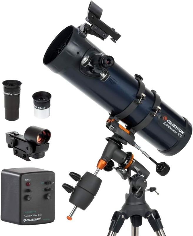 Photo 1 of **INCOMPLETE**Celestron - AstroMaster 130EQ-MD Newtonian Telescope - Reflector Telescope for Beginners - Fully-Coated Glass Optics - Adjustable-Height Tripod - BONUS Astronomy Software Package
