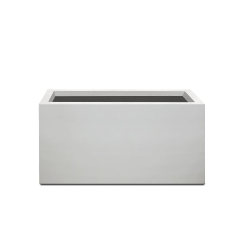 Photo 1 of **DAMAGE**Kante Rectangular Pure White Concrete Metal Indoor Outdoor Planter Pot, W/ Drainage Hole for Patio, Home and Garden
