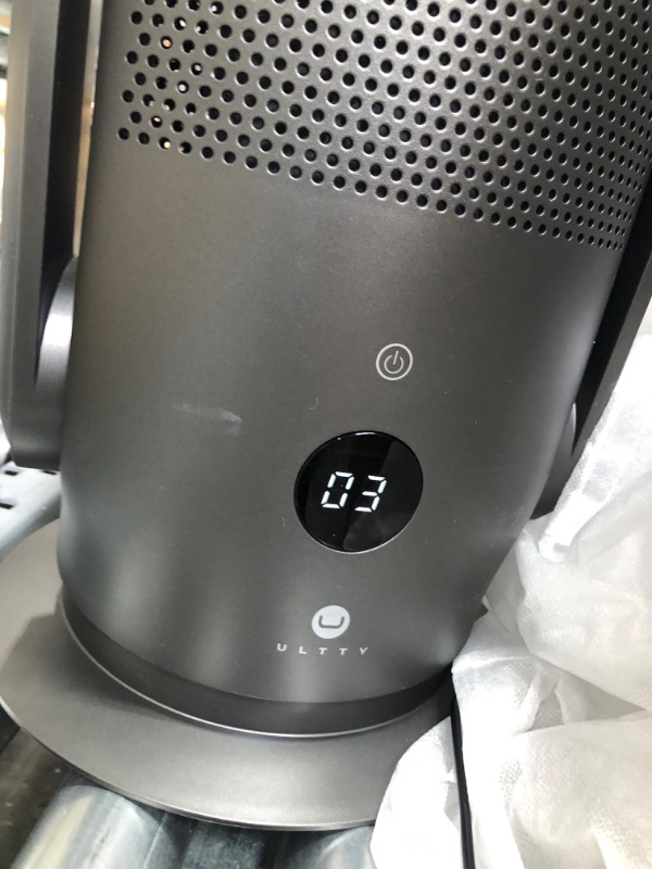 Photo 2 of ULTTY Bladeless Tower Fan and Air Purifier in one, True HEPA Filter 99.97% Smoke Dust Pollen Dander, Oscillating Tower Fan with Remote Control R022, Black
