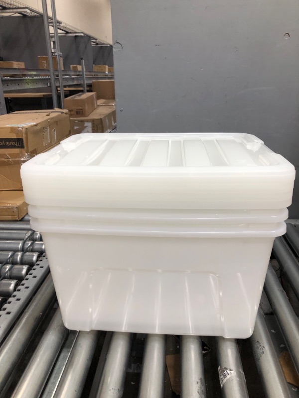 Photo 2 of **INCOMPLETE**IRIS USA 4 Pack 40qt Plastic Storage Bin with Lid and Secure Latching Buckles, Pearl
