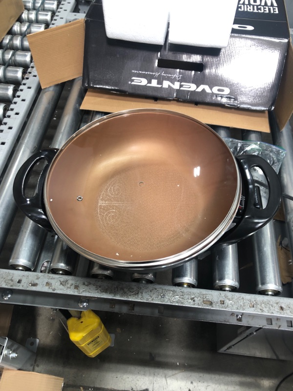 Photo 1 of 13 in. Copper Non-Stick Aluminum Coated Electric Skillet with Temperature Control and Glass Lid Cover