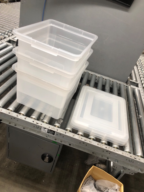 Photo 1 of 3 PACK MISSING ONE**** IRIS USA Letter/Legal File Tote Box, 3 Pack, BPA-Free Plastic Storage Bin Tote Organizer with Durable and Secure Latching Lid, Stackable and Nestable, Crystal Clear