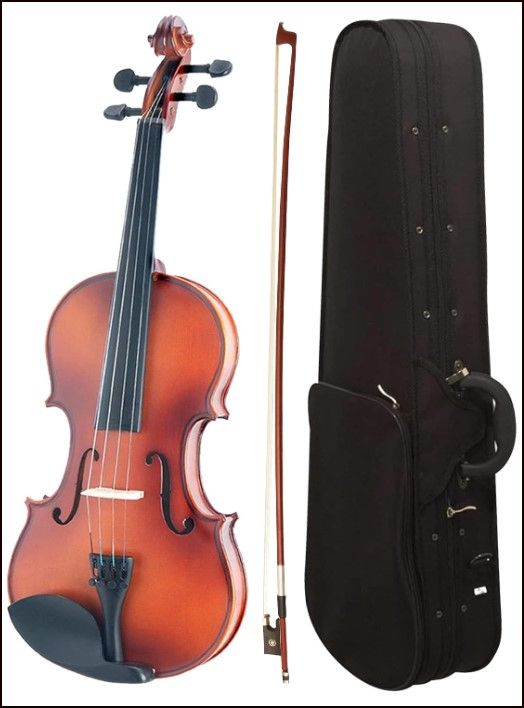 Photo 1 of 1/2 Satin Antique Violins, Student or Beginners Kit w/Case, Bow, Tuner - Stringed Musical Instruments 1/2 Satin Antique