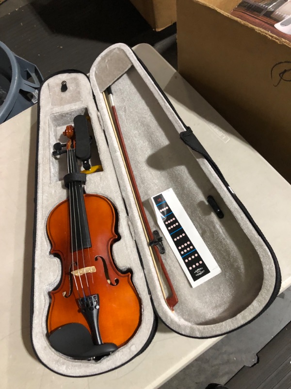 Photo 4 of 1/2 Satin Antique Violins, Student or Beginners Kit w/Case, Bow, Tuner - Stringed Musical Instruments 1/2 Satin Antique