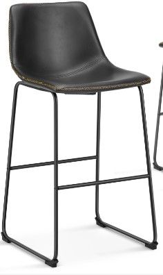 Photo 1 of Sweetcrispy Counter Height Bar Stools Set of 4, Leather Barstools Modern Bar Stools with Back, 30 inch Counter Stool Armless Bar Chairs with Metal Legs, Footrest 4 Pcs 30" Counter Height Bar Stools Black