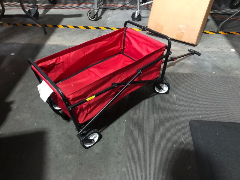 Photo 8 of ***HANDLE BROKEN - STAINED AND DIRTY - SEE PICTURES***
Amazon Basics Collapsible Folding Outdoor Utility Wagon with Cover Bag, Red