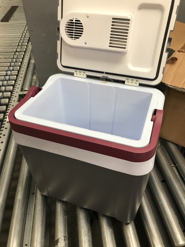 Photo 2 of Koolatron Thermoelectric Iceless 12V Cooler 25 L (26 qt), Electric Portable Car Fridge w/ 12 Volt DC Power Cord, Gray/White, Travel Road Trips Camping Fishing Trucking, Made in North America