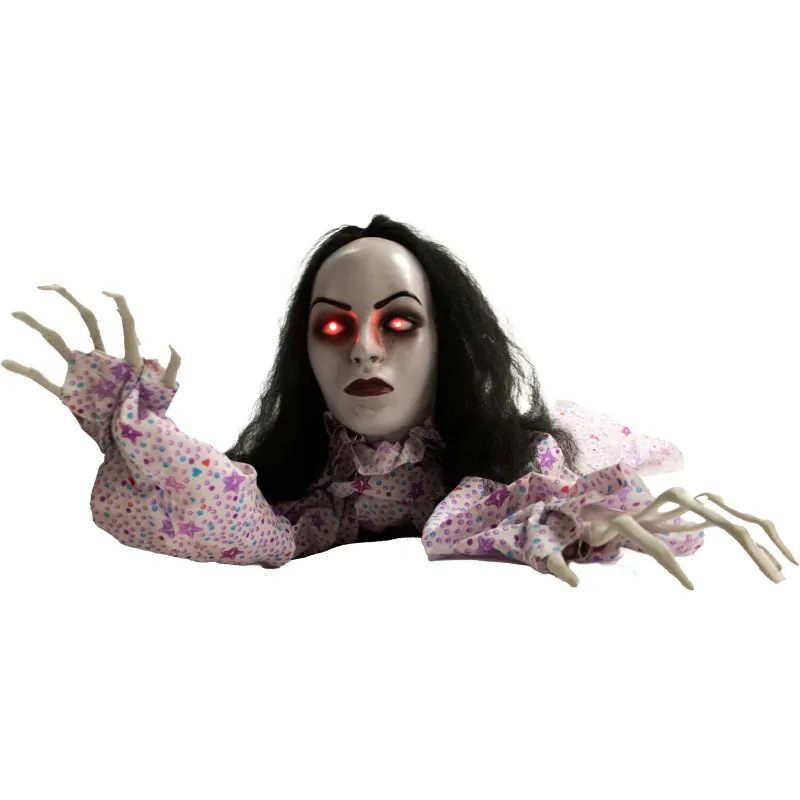 Photo 1 of *Not Exact** Haunted Hill Farm 63" Animatronic Haunted Crawling Lady, Indoor/Covered Outdoor Halloween Decoration
