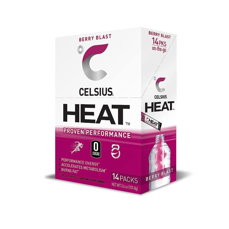 Photo 1 of EXP DATE: 09/23
CELSIUS HEAT On-the-Go Performance Energy Powder Stick Packets, Berry Blast (Pack of 14)