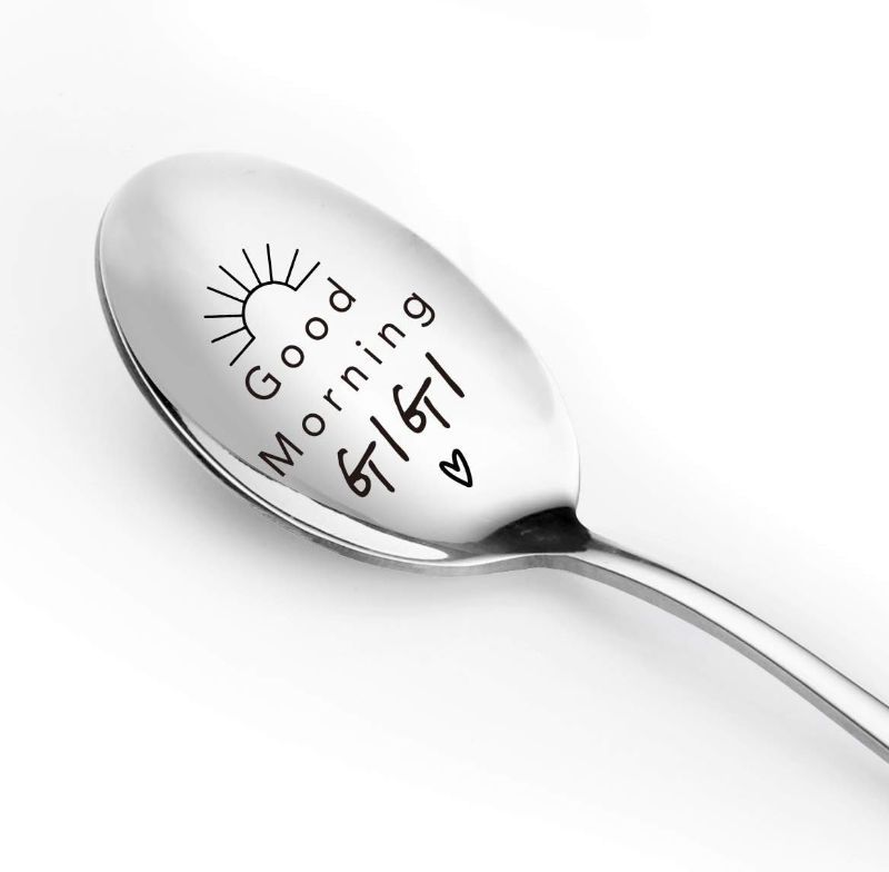 Photo 1 of (2PK BUNDLE) Best Grandma Gifts Gigi - Good Morning Gigi Spoon Funny Spoon Engraved Stainless Steel - Tea Coffee Spoon - Gigi Gift from Granddaughter Grandson - Gigi Mother's Day/Birthday/Christmas Gifts 