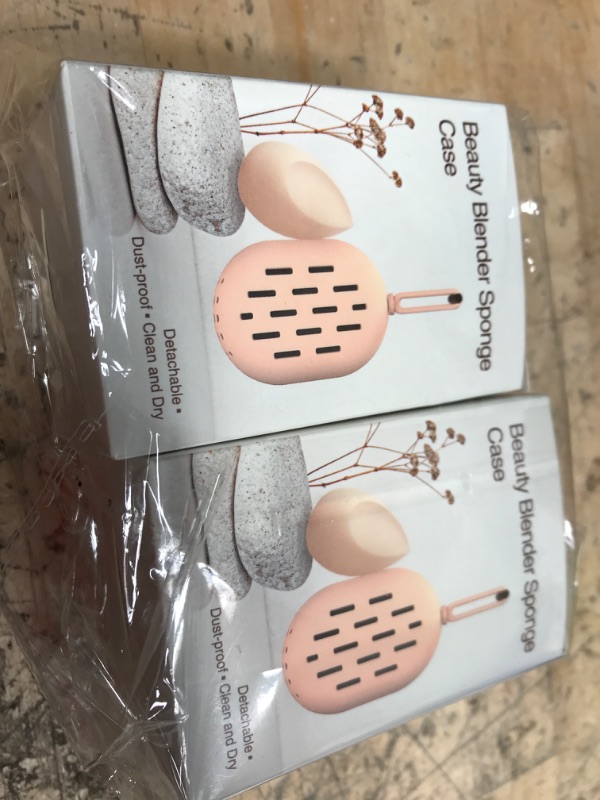 Photo 1 of 2PK Beauty Blender Sponge Case, Peachy Light Tan/Beige (Dustproof, Detachable, Clean & Dry) 