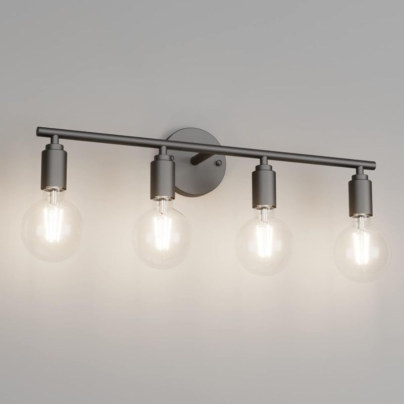 Photo 1 of (SEE NOTES)  Tipace Industrial Vanity Light Fixture,3-Light Matte Black Bathroom Wall Sconce Lighting(Bulbs not Included) Black 5-Light