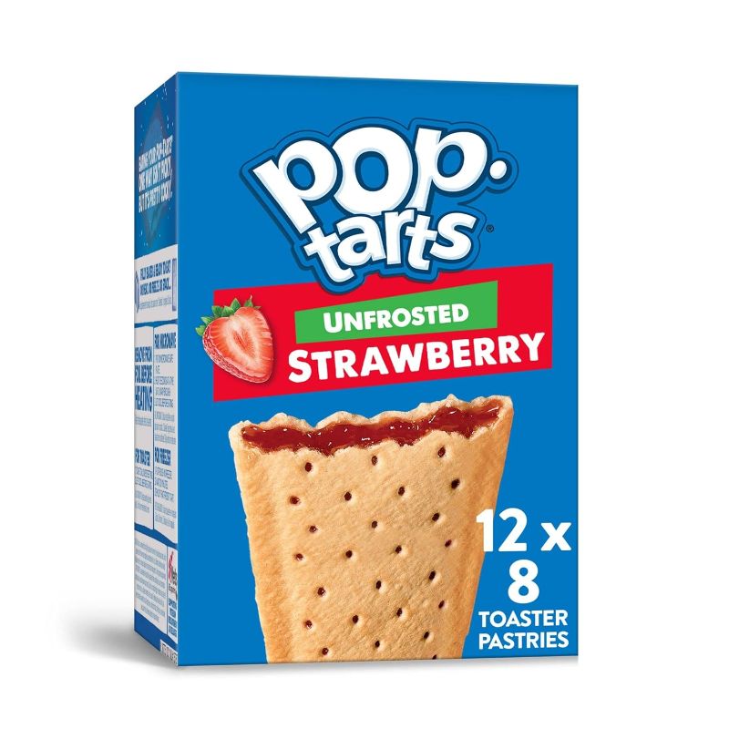 Photo 1 of 05/9/24---Pop-Tarts Toaster Pastries, Breakfast Food and Kids Snacks, Unfrosted Strawberry, 10.15lb Case (96 Pop-Tarts)
