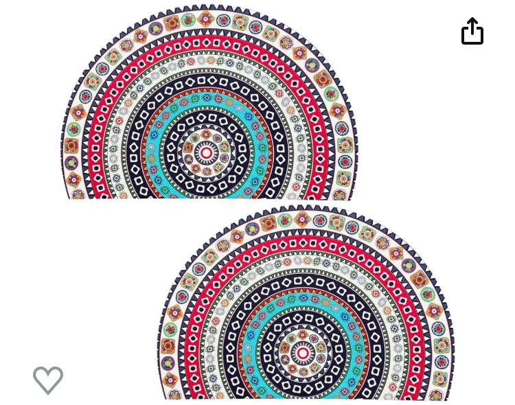 Photo 1 of 2 Pcs Boho Colorful Flower Half Round Bath Mats, Bohemia Diatomaceous Earth Shower Mat,Non-Slip Super Absorbent Quick Drying Bathroom Floor Mat,Mat in Front of Bathtub, Shower Room, Sink,30"x20" (b2)
