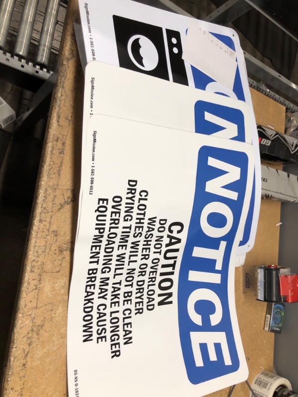 Photo 2 of OSHA Notice Sign - Laundry Room Rules Do Not Overload | Rigid Plastic Sign | Protect Your Business, Construction Site, Warehouse & Shop Area |  Made in The USA 24" X 18" Rigid Plastic with  2 over load signs 