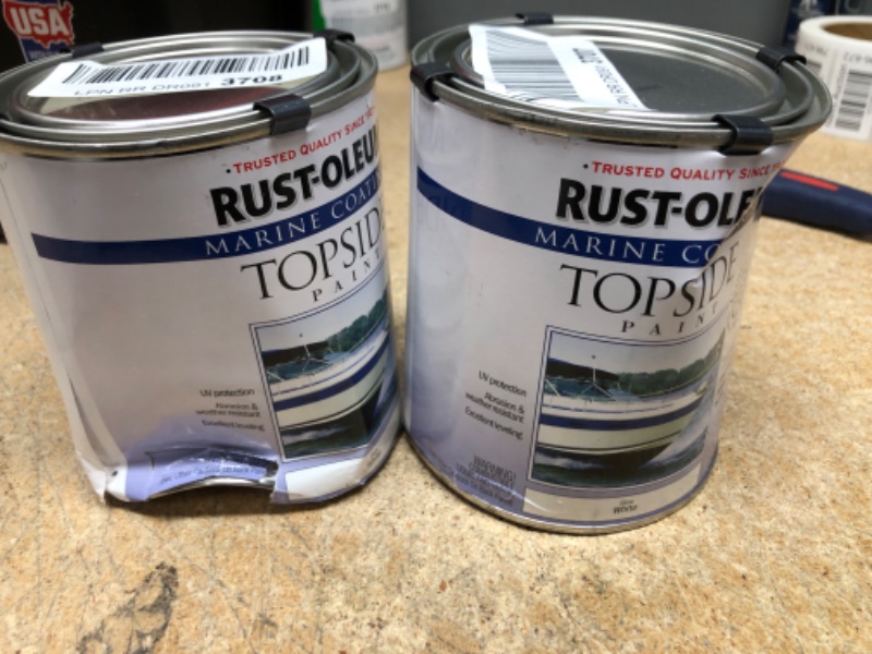 Photo 2 of Rust-Oleum 206999 Marine Topside Enamel Paint, Gloss White, 1-Quart, 32 Fl Oz (Pack of 2) White 32 Fl Oz (Pack of 2) Marine Topside Enamel Paint