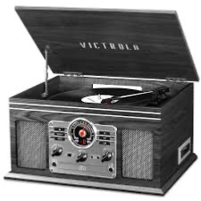 Photo 1 of Victrola Nostalgic 6-in-1 Bluetooth Record Player & Multimedia Center, Grey with Victrola 