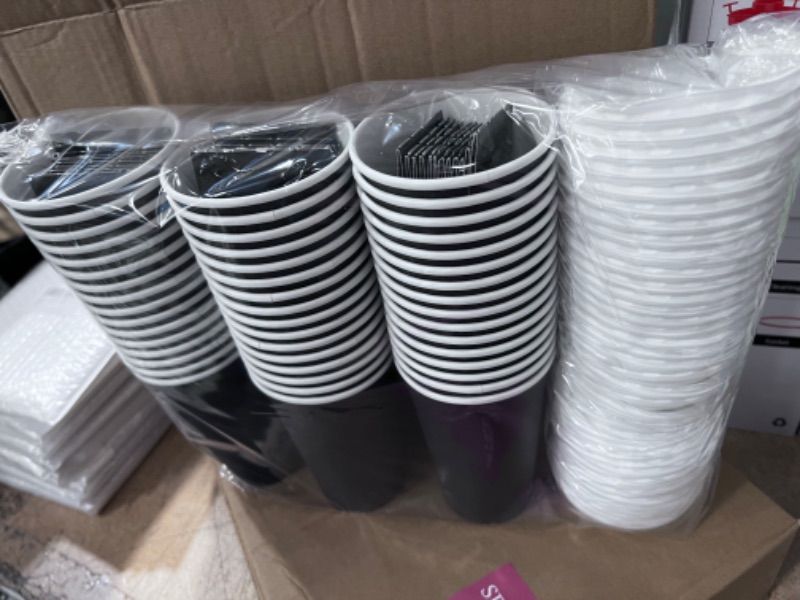 Photo 2 of 16 oz Disposable Coffee Cups with Lids and Sleeves for Hot To Go Drinks (Black, Set of 48)