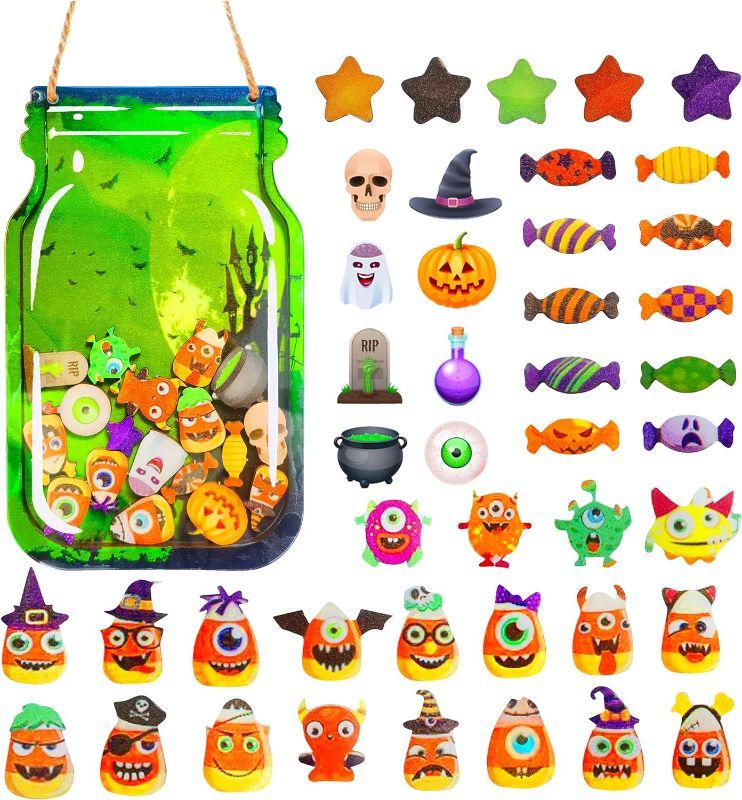 Photo 1 of Halloween Reward Jar with 43 Pcs Acrylic Reward Toys for Kids Positive Behavior Chart for Classroom Decor,Halloween Party Favor (Halloween) 2PACK