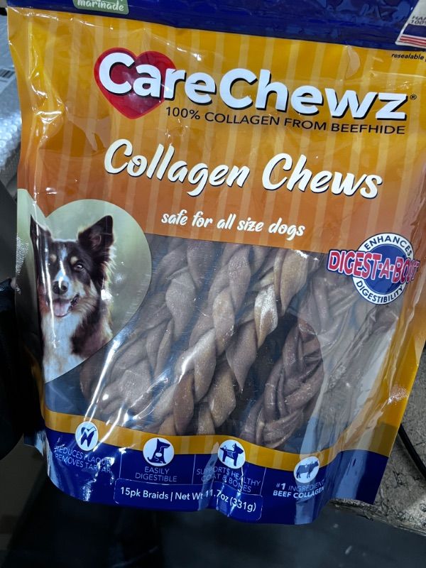 Photo 2 of *BEST BY 11/23*Pet Factory CareChewz Collagen 6-7" Skinny Braided Sticks Dog Chew Treats - Chicken Flavor, 15 Count/1 Pack Skinny Braid Sticks Chicken 15 Count (Pack of 1)