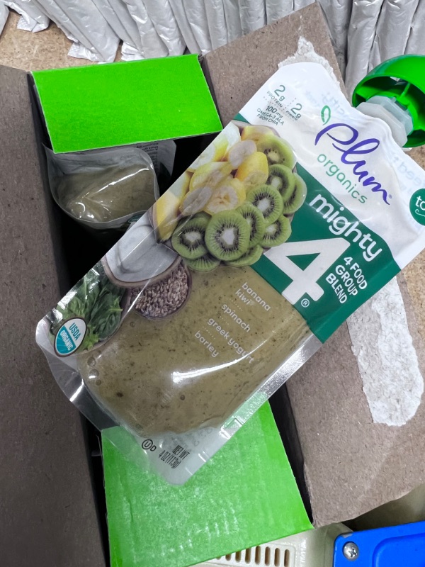 Photo 2 of ***BEST BY 12/16/23*** Plum Organics | Mighty Food Group Blend | Organic Baby Food Meals [12+ Months] | Banana, Kiwi, Spinach, Greek Yogurt & Barley | 4 Ounce Pouch (Pack Of 6)