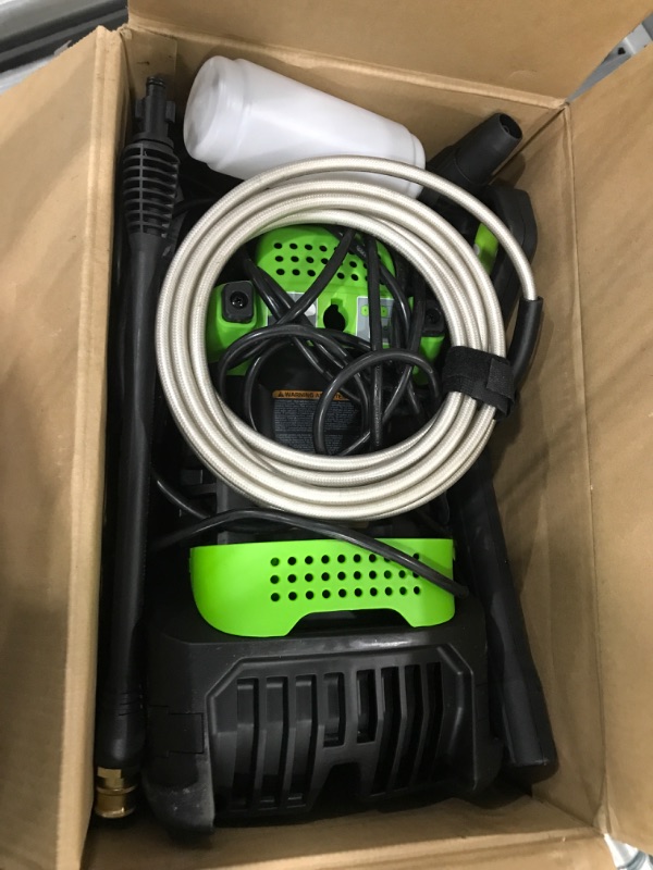 Photo 2 of (PARTS ONLY)Greenworks 1600 PSI 1.2 GPM Pressure Washer (Upright Hand-Carry) PWMA Certified