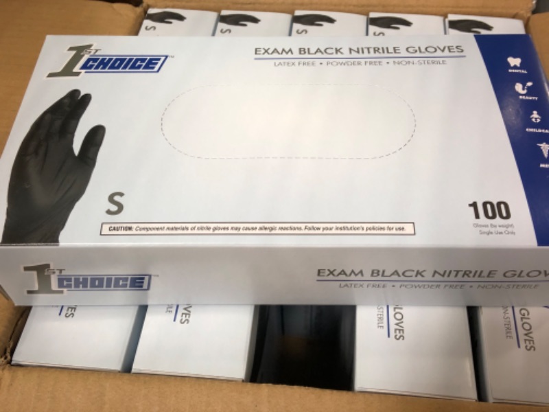 Photo 4 of 1st Choice Black Nitrile Gloves Small Case of 1000 Gloves Disposable Latex Free - Exam Grade Black Gloves for Cooking - 3mil Small (Pack of 1000) 1000