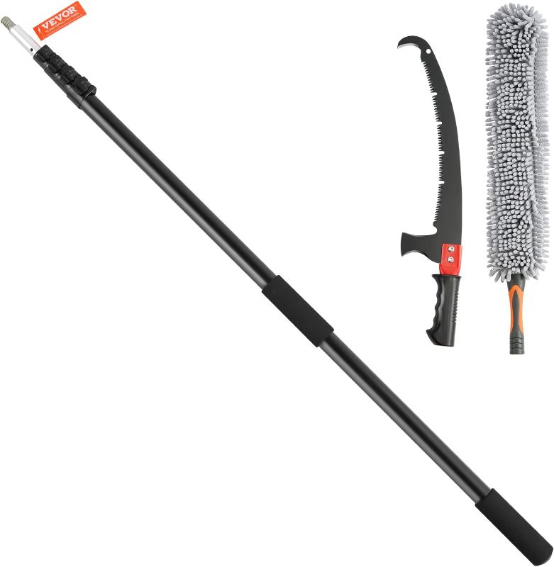 Photo 2 of  Manual Pole Saw, 4.9-20 ft Extendable Tree Pruner, Sharp Steel Blade for High Branches Trimming, with Lightweight Aluminum Alloy Handle and a Chenille Brush, for Pruning Palms and Shrubs