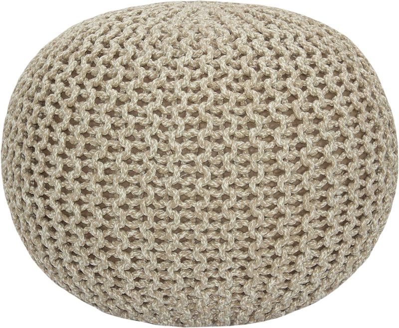 Photo 1 of 
COTTON CRAFT Round Pouf Ottoman - Knitted Cotton Tweed Braid Cord Cable Dori Floor Pouf - Footrest Accent Furniture Chair Seat Bean Bag - Living Room Bedroom Kids Room Nursery Dorm - 20 x 14 - Natural
