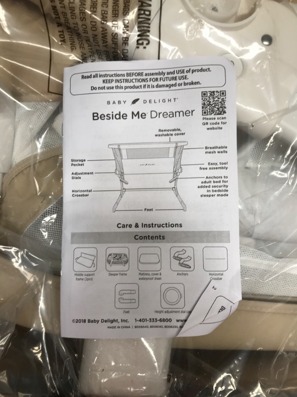 Photo 3 of Baby Delight Beside Me Dreamer Bassinet | Bedside Sleeper & Baby Bassinet | 6-Position Height Adjustment | Organic Oat