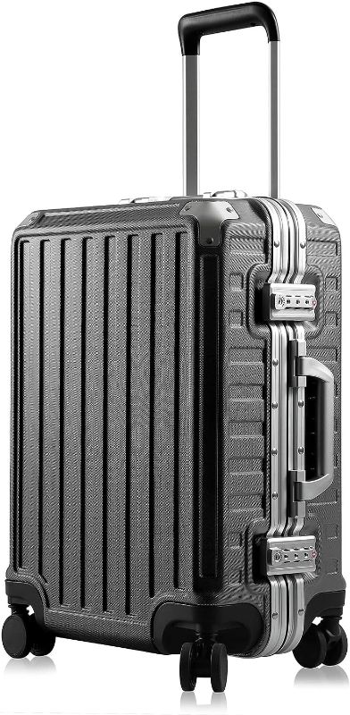 Photo 1 of Carry On Luggage - Aluminium Frame, PC ABS Hard Shell, Suitcases with Wheels, TSA Lock, No Zipper - 20in Black