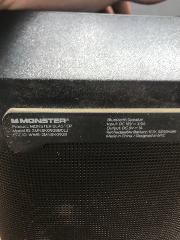 Photo 4 of Monster Blaster 3.0 Portable Speaker, 120W Wireless Bluetooth, IPX5 Rechargeable Waterproof with USB Charge Out & Aux Input Black Blaster 3.0