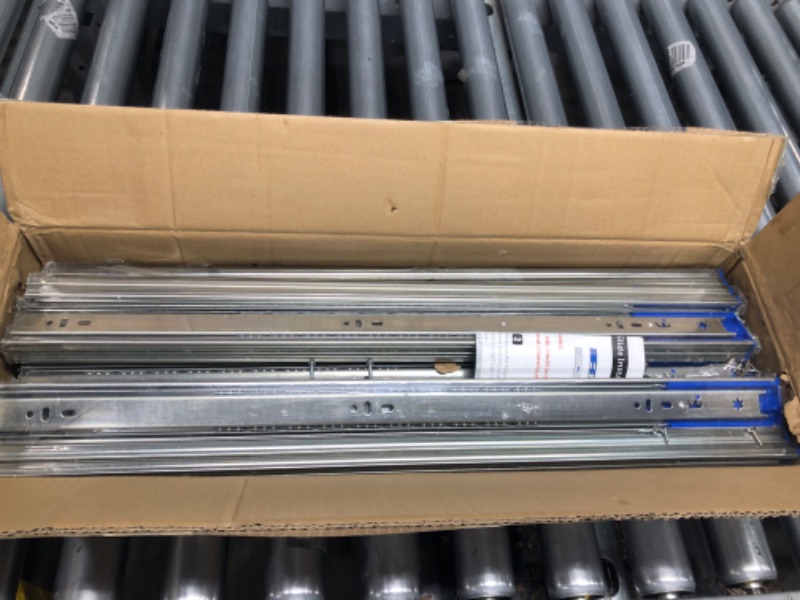 Photo 2 of 10 Pairs of 24 Inch Hardware 3-Section Soft Close Full Extension Ball Bearing Side Mount Drawer Slides,100 LB Capacity Drawer Slide 24 Inch-10 pairs