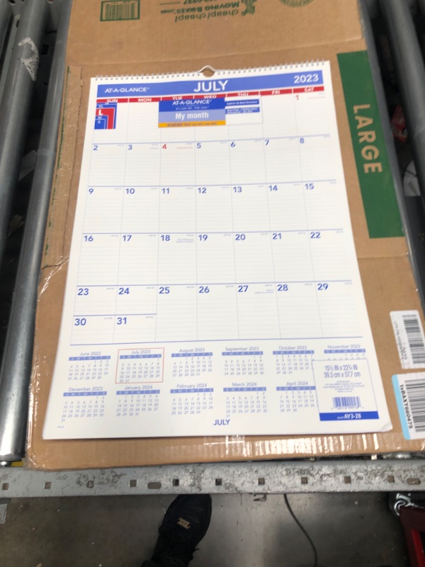 Photo 2 of AT-A-GLANCE 2023-2024 Academic Wall Calendar, Monthly, 15-1/2" x 22-3/4", Large, Ruled Daily Blocks (AY328) Large 2023-2024 New Edition