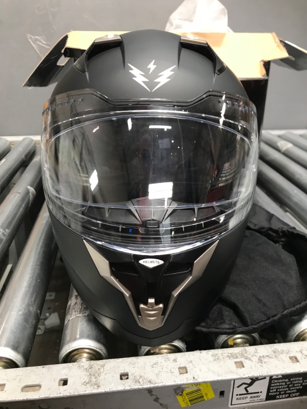 Photo 3 of 1Storm Motorcycle Modular Full Face Helmet DOT Flip up Dual Visor Anti Fog Pinlock Shield: HJA119 Matte Black Medium