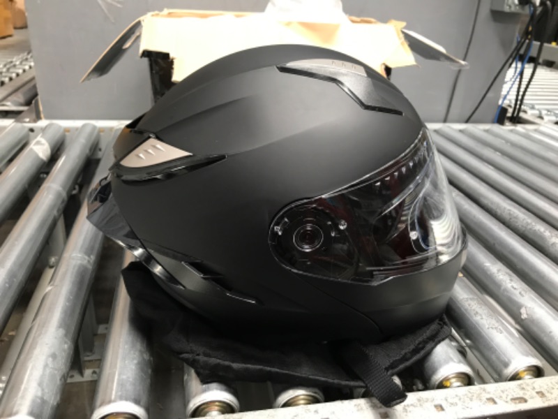 Photo 2 of 1Storm Motorcycle Modular Full Face Helmet DOT Flip up Dual Visor Anti Fog Pinlock Shield: HJA119 Matte Black Medium