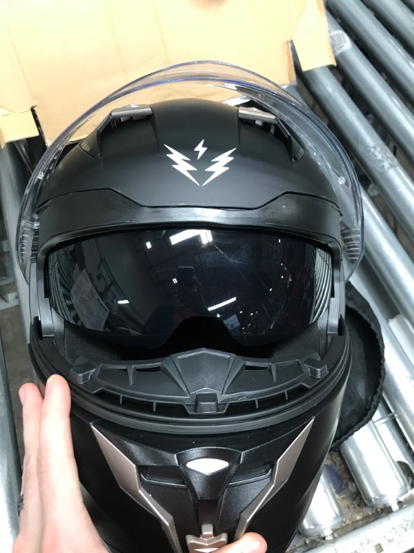 Photo 5 of 1Storm Motorcycle Modular Full Face Helmet DOT Flip up Dual Visor Anti Fog Pinlock Shield: HJA119 Matte Black Medium