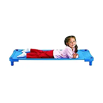 Photo 1 of Angeles Value Line Assembled Toddler Cot, Single-Blue, AFB5754, Classroom, Preschool and Daycare Kids Nap Cot, Portable & Stackable Sleeping Cot,Smaller 1-3 yrs. old
