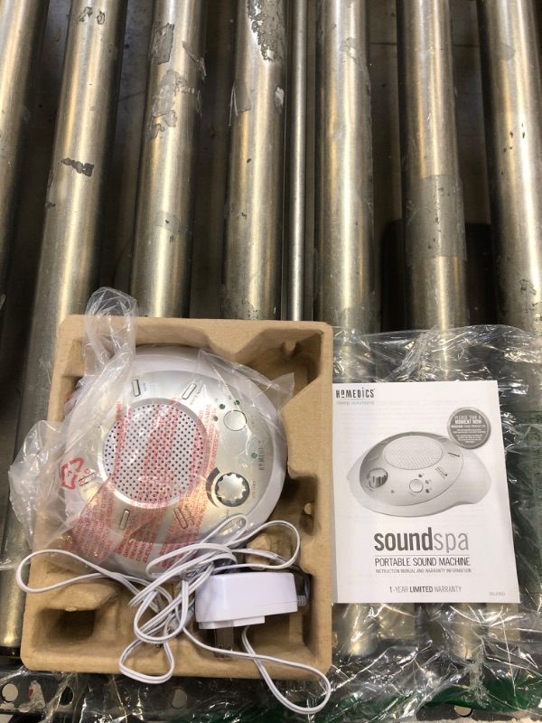 Photo 1 of Homedics SoundSleep White Noise Sound Machine, Silver, Small Travel Sound Machine with 6 Relaxing Nature Sounds, Portable Sound Therapy for Home, Office, Nursery, Auto-Off Timer, By Homedics