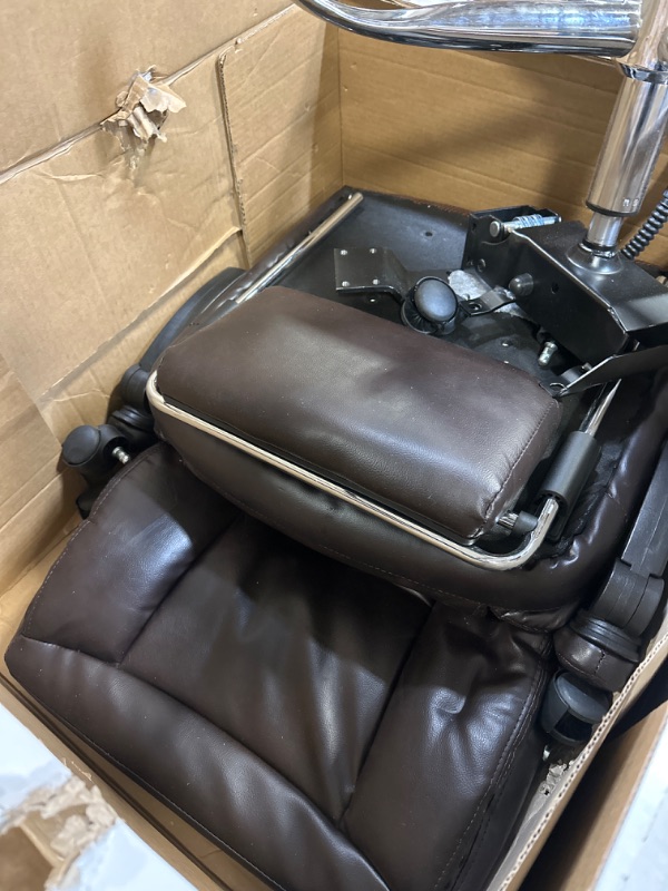 Photo 3 of La-Z-Boy Delano Big & Tall Executive Office Chair | High Back Ergonomic Lumbar Support, Bonded Leather, Brown | 45833 model -- missing most screws due to usage 
