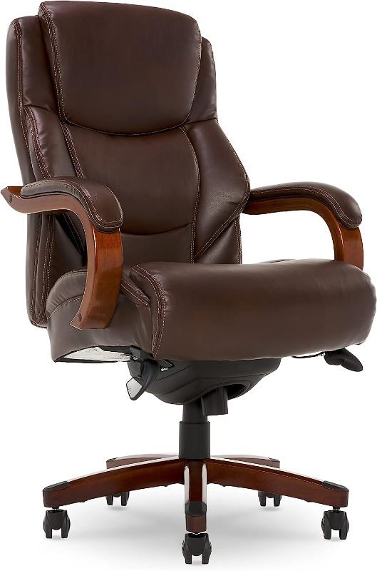 Photo 1 of La-Z-Boy Delano Big & Tall Executive Office Chair | High Back Ergonomic Lumbar Support, Bonded Leather, Brown | 45833 model -- missing most screws due to usage 
