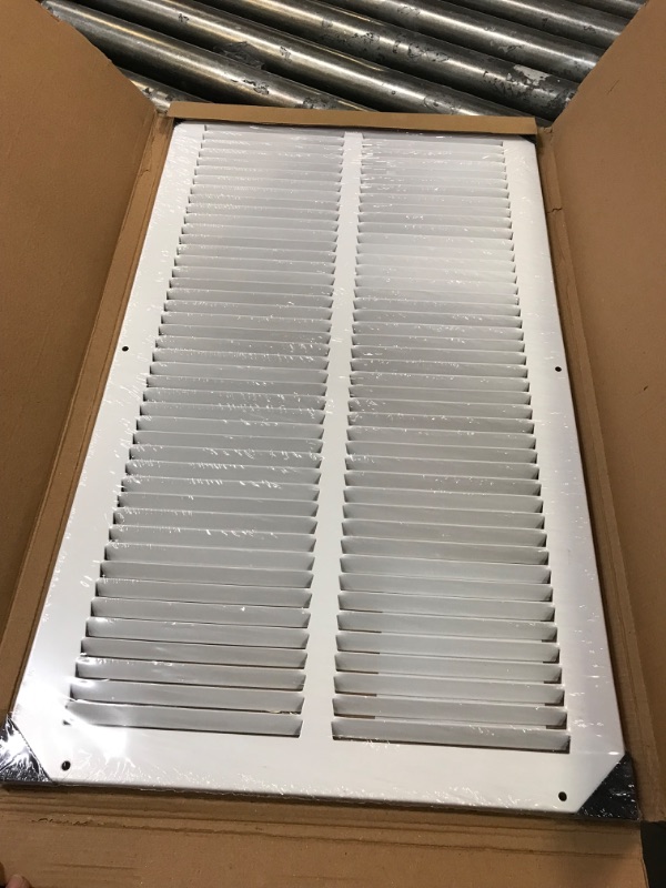 Photo 3 of 12" x 22" Return Air Grille - Sidewall and Ceiling - HVAC Vent Duct Cover Diffuser - [White] [Outer Dimensions: 13.75w X 23.75"h] 12 x 22 White