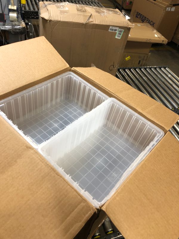 Photo 2 of Quantum Storage Systems Storage Quantum DG92060CL Dividable Grid Container, 16.5" Length, 10 7/8" Width, 6" Height, Clear, Pack of 8, 16-1/2" L x 10-7/8" W x 6" H, 8 Count
