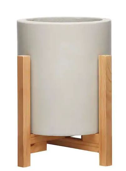 Photo 1 of Southern Patio
Cylinder Medium 8.8 in. x 9.75 in. 7 qt. Gray Concrete Tall Indoor Planter with Stand