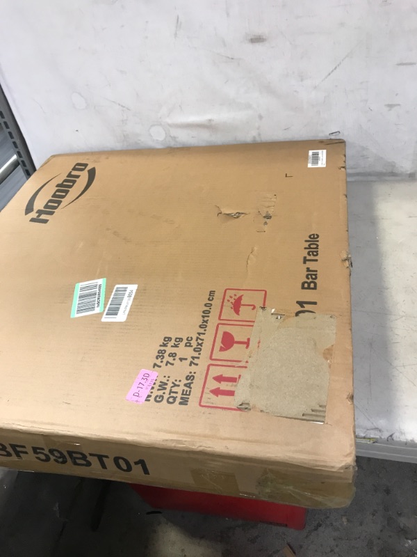 Photo 1 of HOOBRO 36.2” Round Bar Table, High Pub Table, Breakfast Table, Metal Frame with Adjustable Feet for Dining Room, Kitchen, Living Room, Easy Assembly, Rustic Brown BF59BT01