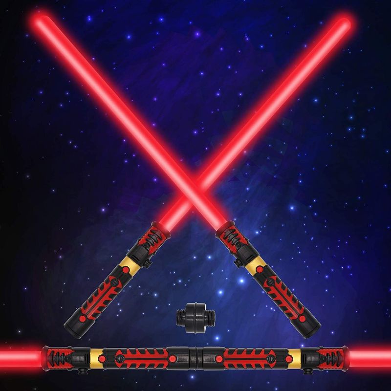Photo 1 of Light Up Saber 2-in-1 LED FX Dual Red Light Swords Set with Sound ( USED ITEM ) (ONE LIGHT SABER DOESN'T WORK )